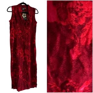 NWT Mango Moon Hawaiian Mumu Midi Dress Red Floral Sleeveless size Medium